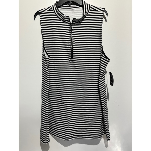 torrid Tops - Torrid Striped Sleeveless Zip Up Mock Neck Foxy Top Black White 4 4X 26 NEW